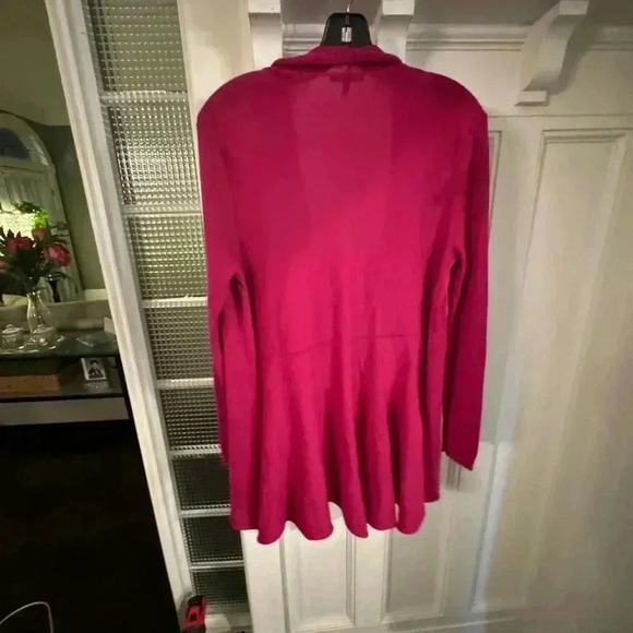 Eileen Fisher women’s 100% Italian wool cardigan sweater pink open front size L - Picture 4 of 7